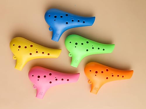 Miniatura 5 de Instrumento Ocarina de plástico de 12 agujeros Alto C Ocarina de 12 agujeros Zelda Ocarina Instrumento fácil para niños, principiantes (amarillo)