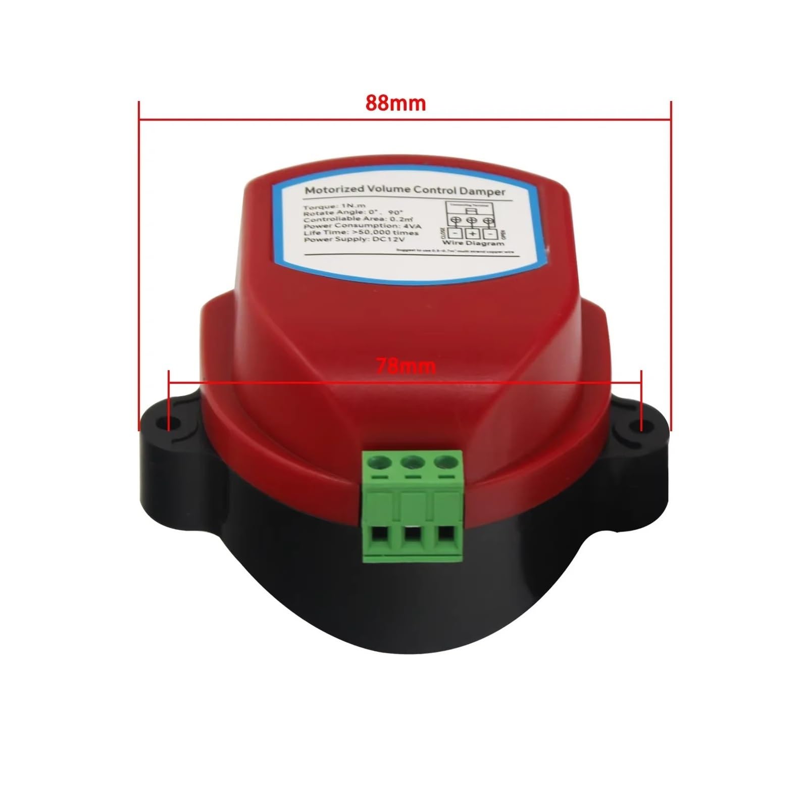 actionneur de valve de registre d'air Vanne d'amortisseur de conduit d'air électrique, HVAC motorisé, interrupteur d'actionneur AC220V DC12/24V(AC220V,Adaptation159-200MM)