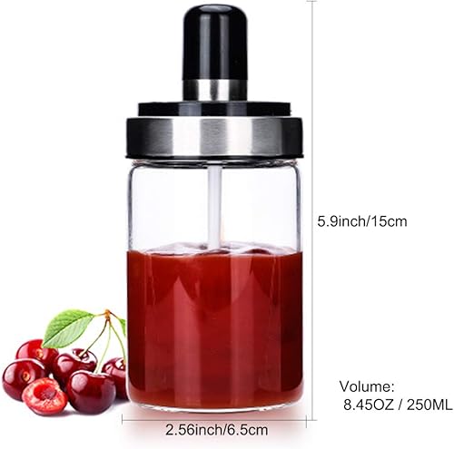 Miniatura 2 de TENTA KITCHEN 3 tarros de especias de vidrio de borosilicato alto para condimentos, tarro de condimentos, diseño de cuchara combinada y tapa, grado