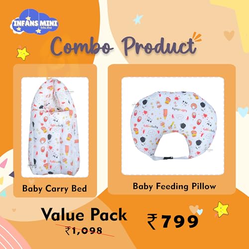 Image of Baby Bedding Set Combo for New Born - Baby Sleeping Bag, Baby Feeding Pillow Ideal for 0 to 6 Months Babies (Panda Orange)