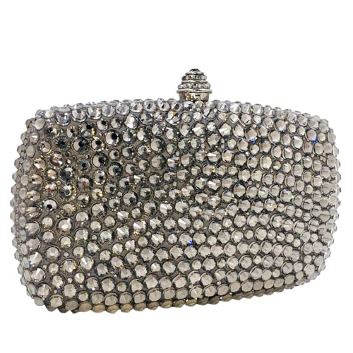 Image of Boutique De FGG Mini Crystal Clutch Purse for Women Formal, Spikes Rhinestone Clutch Evening Bag, Wedding Party Handbag