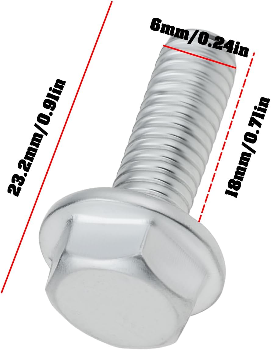 2pcs ATV Oil Filter Cover Flange Bolt 96001-06018-00 Compatible with Honda TRX Models 6x18mm
