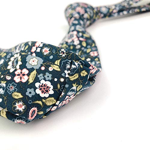 Image of Mantieqingway Men's Cotton Floral Neck Tie 2.56'' Printed Skinny Tie