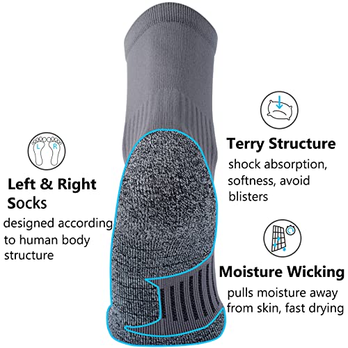 Cwvlc Compression Athletic Unisex Quarter Socks Cushioned, 4-Pair Grey White, M #TOP3
