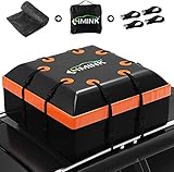 LIMINK Car Rooftop Cargo Carrier Bag 15 Cubic Feet Soft-Shell Car Roof Carrier PVC Waterproof Zip with Storage Bag and Protective Mat for Any Car