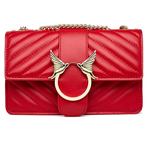 Chrysansmile Genuine Leather Crossbody Bags Quilted Clutch Purses for Women Trendy Small Shoulder Handbags with Chain3