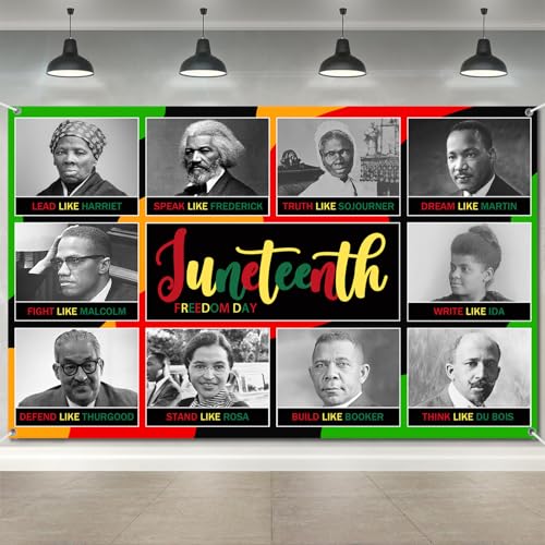 Image of Juneteenth Decorations Backdrop Banner Juneteenth Party,Office,Outside Decorations Freedom Day Celebrations African American Independence Day Outside Photography Backdrop Poster Decor Banner