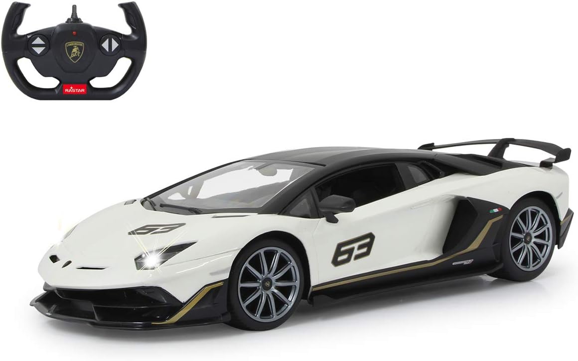 Jamara 405172 Lamborghini Aventador SVJ 1:14 White 2.4 GHz Officially Licensed, up to 1 Hour Drive at Approx. 9 km/h, Perfectly replicated Details, Workmanship