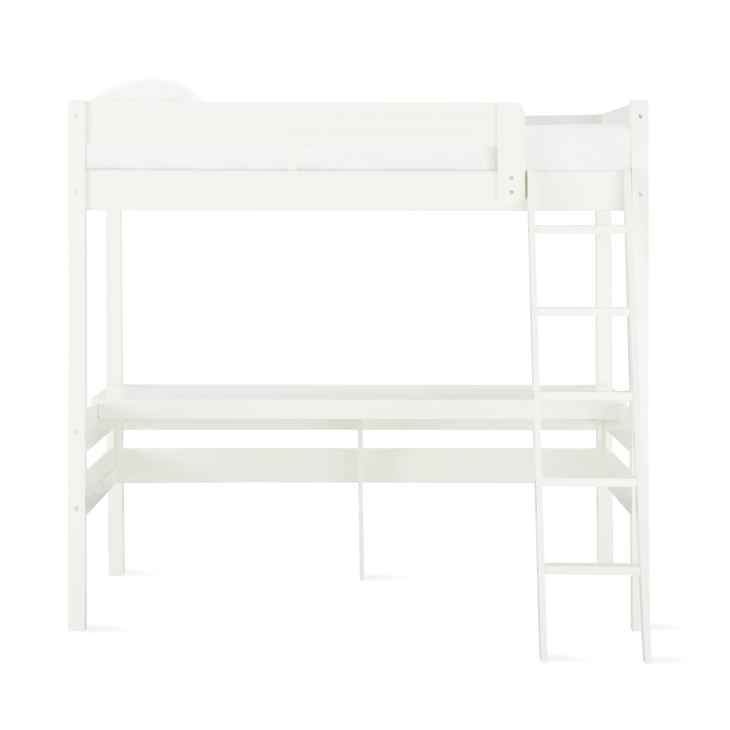 DHP Harlan Loft Bed with Desk and Ladder, Twin, White