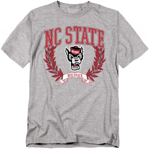 LOGOVISION NC State Laurels Dark Unisex T Shirt, Athletic Heather, L