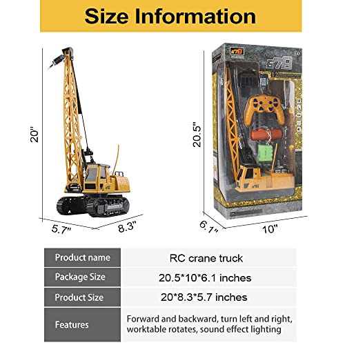 Remote Control Tower Crane - 12 Channel 2.4Ghz Remote Control Lift Model Truck, Digging Engineering Toy With 2 Rechargeable Batteries, Crawler Loader Excavator Bulldozer, Rc Construction Toy For Kids #TOP4