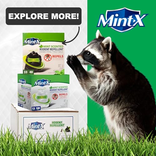 Mint-X Rodent Repellent Trash Bags, 1.3 Mil, Flat Seal, 46" Height x 33" Length, Black (Pack of 100) - MX3346XHB