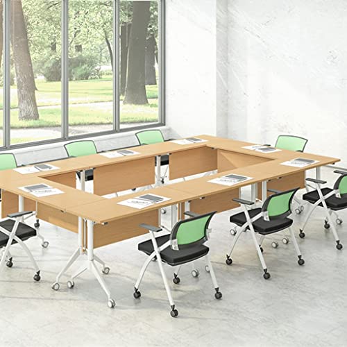 Guinjo Mobile Training Table With Modesty, Flip Top Conference Table For Office Meeting Conference Room, 4 Pcs (Color : Wood, Size : 120 * 50 * 75Cm) #TOP2