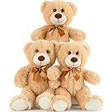 MaoGoLan 3 Pieces Bulk Teddy Bears Stuffed Animals Baby Shower, Soft Small Stuffed Teddy in Bulk, 13.5' Cuddly Mini Teddy Bears Centerpiece,Wedding,Party,Engagement