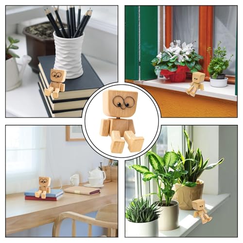 Wackelfigur Auto, Wackelnder Holzmann, Schüttelnde Holzmann-Figur, Lebendig Wackelkopf-Autodekoration, Charmante Kleine Holzfigur für Armaturenbrett, Bürodekoration und Geschenk, Geschenke für Männer