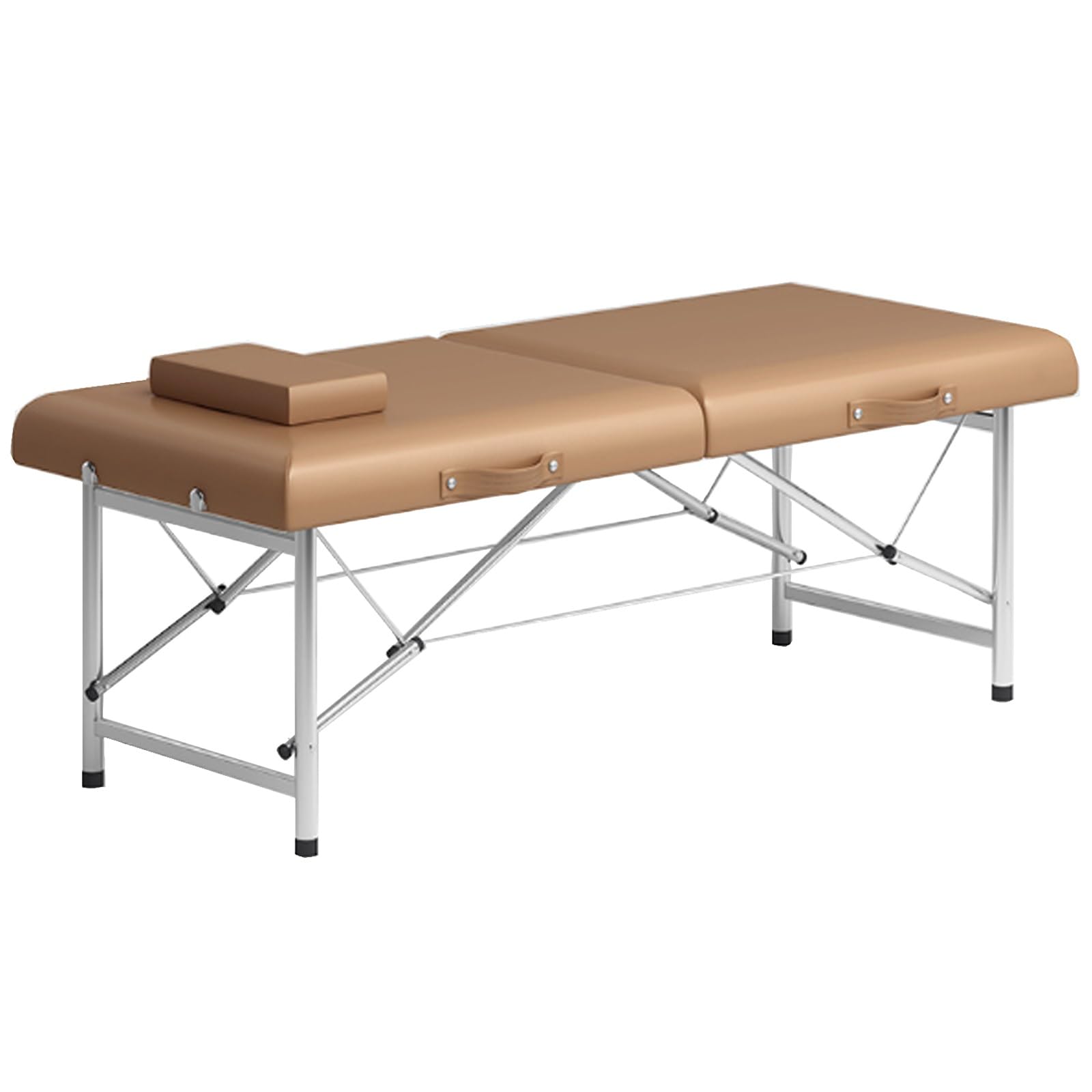 Lettino da massaggio Lettino estetica 2 sezioni Pieghevole portatile Struttura metallo Comodo Spugna Hotel Camera letto Spa Vacanza Casa Salone Lettino cosmetici(180x60 coffee color)