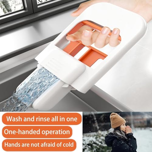 Image of ROKTRY Foldable Mini Sponge Mop with Self-Squeeze Handle, Portable Handheld Cleaning Mop for Kitchen, Bathroom, Window Glass, Desk, Sink, Countertop, Car, Office, Wet & Dry Cleaning Tool