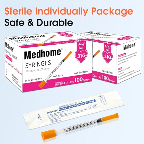 1ml 31G 5/16 Inch 8mm Syringe, Lab Syringes Individually Wrapped, Pack of 100 - Thumbnail 6