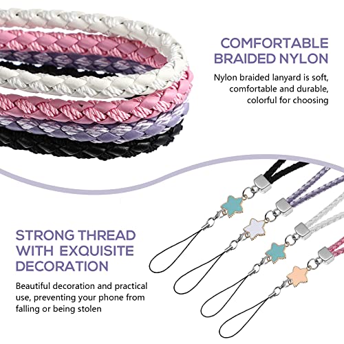 Tendycoco 4Pcs Hand Wrist Strap Phone Hanging Straps Stars Phone Straps Leather Handmade Cell Phone Lanyards Cute Phone Charms For Purse Keychain Camera Smart Phones #TOP4