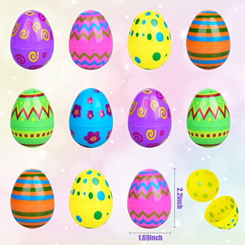 Auney Plastic Printed Bright Easter Eggs, 72 Pcs Fillable Easter Eggs Perfect For Easter Egg Hunt Basket Stuffers Party Favor #TOP1