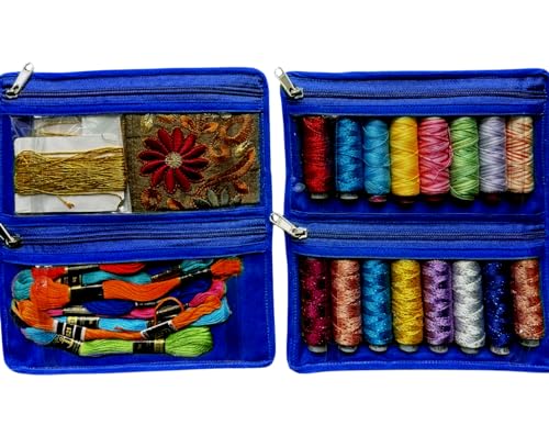 Image of Yazzii Sewing Notions Tote- Portable Sewing Accessories Organizer w Detached Sleeves - Royal Blue