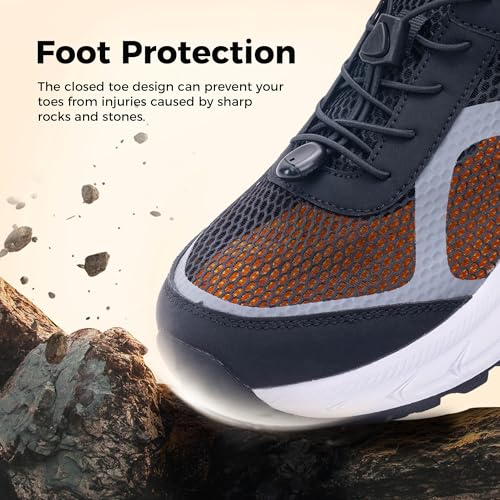 Image of Mens Closed Toe Wide Width Hiking Sandals Summer Walking Water Shoes Comfortable Recovery Fisherman Sport Sandals
