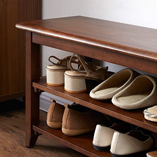 Xkzg MX-0115S DBR Storage Bench Wooden Shoe Bench Rustic Solid Wood Entryway Bench  thumb #3