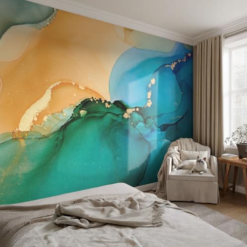 Mural fotográfico para pared de oficina olas coloridas en formato 250x104 cm 3