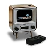 TinyCircuits TinyTV 2 Portable Retro Mini TV – 1.14″ IPS Screen, Preloaded & Uploadable Videos, USB-C Rechargeable, Knob Controls + Tiny Remote (Brown)