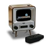 TinyCircuits TinyTV 2 Portable Retro Mini TV – 1&period;14″ IPS Screen&comma; Preloaded & Uploadable Videos&comma; USB-C Rechargeable&comma; Knob Controls &plus; Tiny Remote &lpar;Brown&rpar;