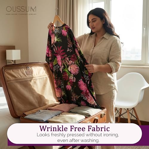 Image of Oussum Women Polyester Casual Long Plus Size Beach Caftan Cover Up Maxi Dress 1X-3X Summer Kaftan Dresses for Women