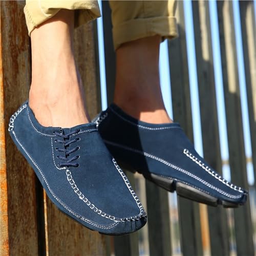Mens Loafers Cowhide Suede Vamp Stitching Details Round Toe Flat Heel Slip Resistant Comfortable Slip-ons2