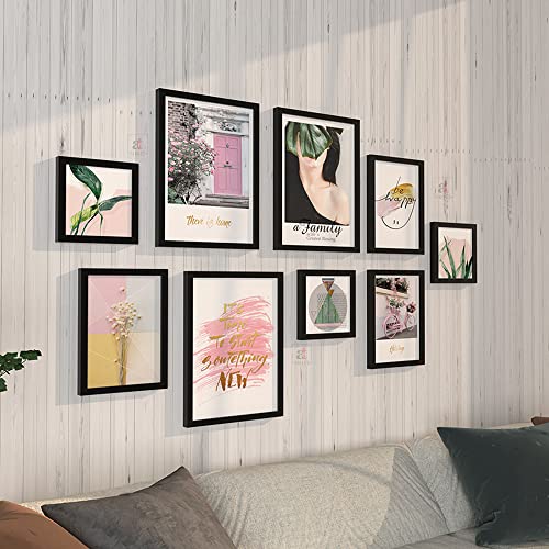 Image of PAINTINGMANTRA Framed Painting Wall D cor Gallery Minimalist Print Set of 9 Framed Art Prints Paintings for Home Gallery, Bedroom, Living Room & Office (Size - 3-12 x 16, 3-8 x 8 & 3-8 x 12 Inches)