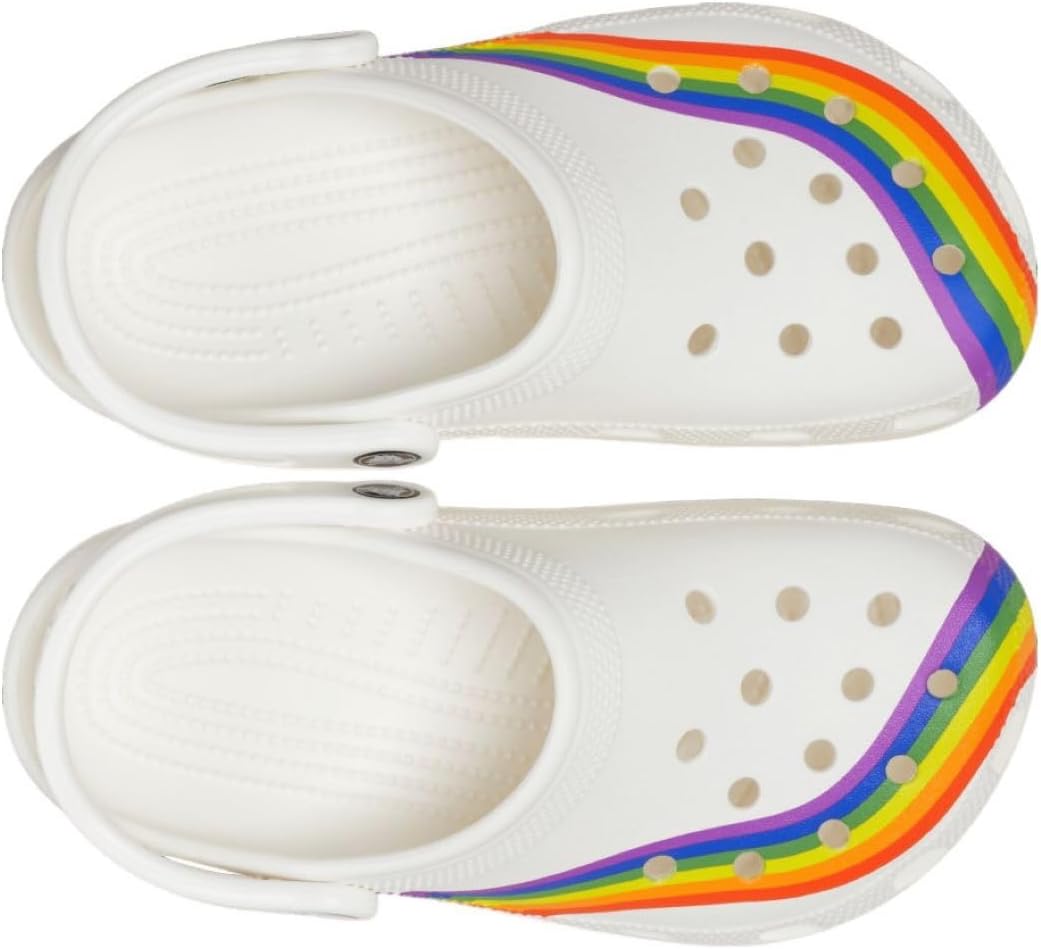 Crocs 208106-94S-M2W4 Classic Rainbow Dye Clog, White/Multi, 4 Woment/2 Men