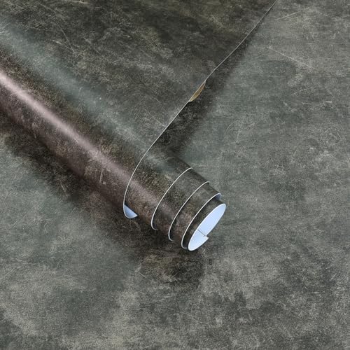 JSEVEM 40CM×3M Extra Dicke Dunkelbraune Betontapete Abziehen Und Aufkleben 3d Glänzend Strukturiert Industriell Braun Grau Beton Zement Kontakt Papier Vinyl Fliese Aufkleber Für Arbeitsplatten