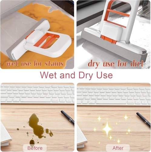 2Stück Mini Mop,Mini Foldable Desktop Mop,Selbstauswringender Schwamm Wischmopp,Schwammwischer Mini Wischmopp,Nass- und Trocken Reinigungsmopp für Badezimmer,Küche,Glas