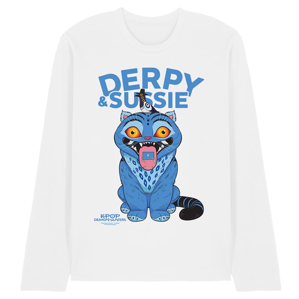 Kpop Demon Hunters Derpy and Sussie Delivery Unisex Long Sleeve T Shirt, White, XX-Large