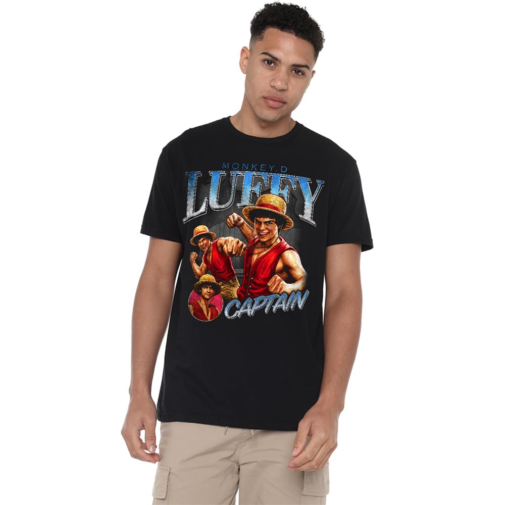 One Piece Men's Black Luffy Homage T-Shirt in Size M, Sports Direct