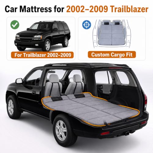 Image of Car Mattress for Trailblazer 2002-2009, Upgraded Non-Inflatable Thickened Foam SUV Car Camping Mattress, Foldable Trunk Sleeping Pad Car Bed Mattress for Road Trips Camping Travel