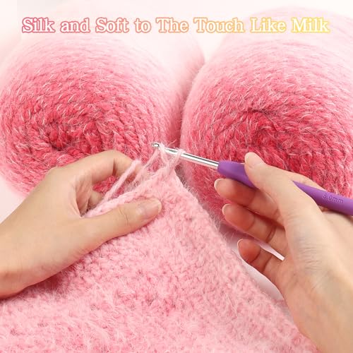Image of Katech Ombre Yarn for Crocheting-Large Skein of Gradient Yarn Cake-2 Pack of 200g /7.05 oz-80% Acrylic,20% Nylon- #4 Medium-Perfect for Star Blankets, Scarves, Shawls and Garments (C)