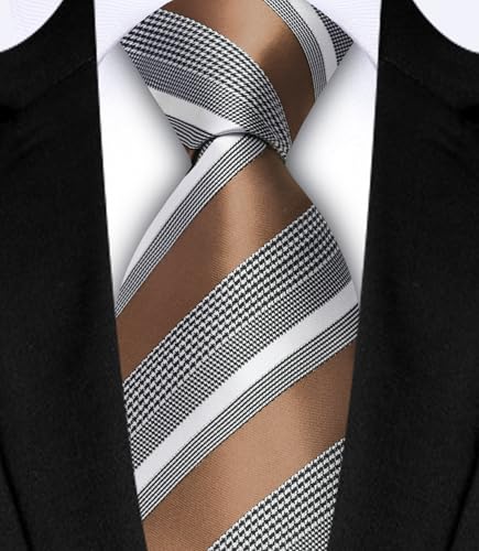 Image of GUSLESON Men's 5-pc Striped Tie Gift Set - Jacquard Necktie, Pocket Square, Cufflinks, Lapel Pin, Tie Clip - Wedding Formal Gifts