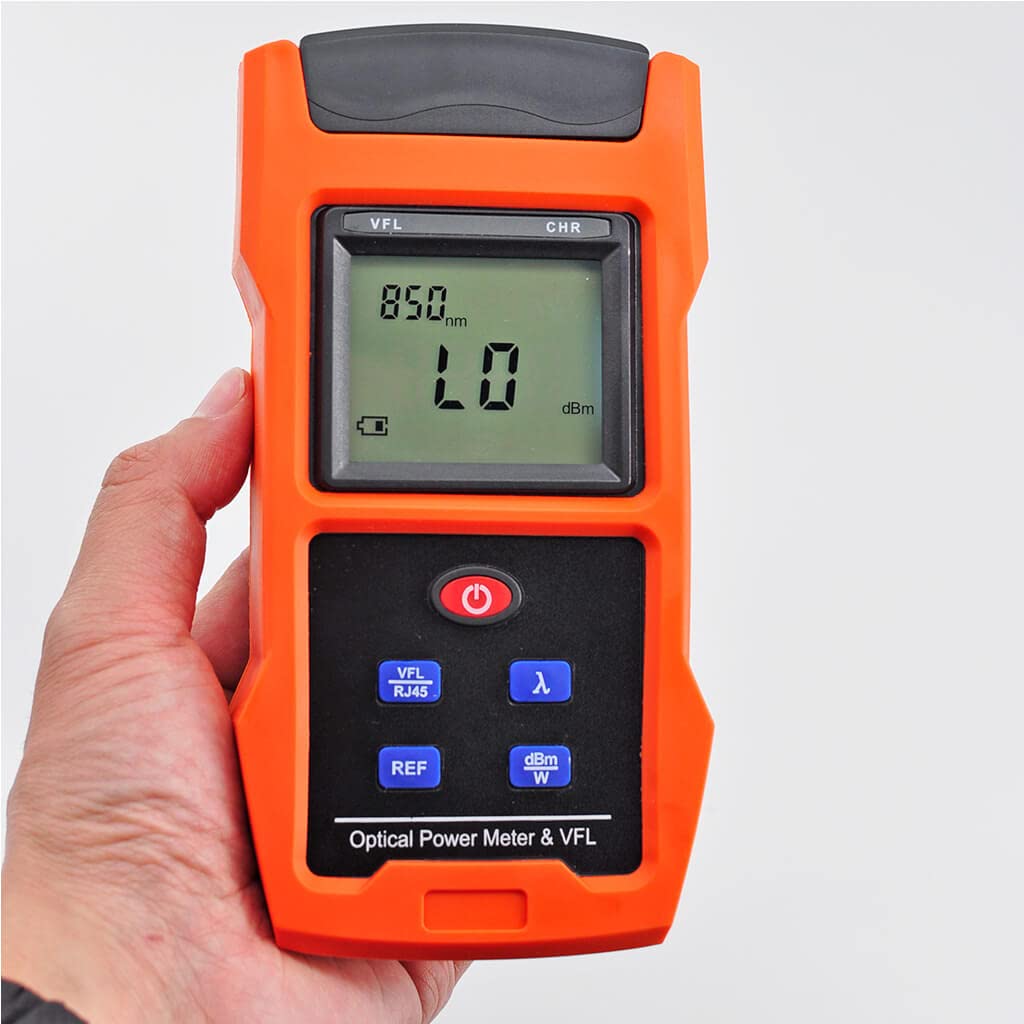 2 en 1 Medidor de Fibra Óptica Alimentado por Batería Recargable Medidor de Potencia Óptica -70~+10dBm con Localizador Visual de Fallas