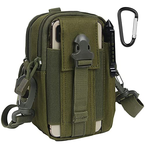 flintronic Bolsa Cintura Táctica, Bolso Cinturón Táctica Militar Compacta 1000D Nylon para Herramientas Pequeñas de Multiusos Teléfono Móvil al Aire Libre Deportes Senderismo y Camping, con Mosquetón
