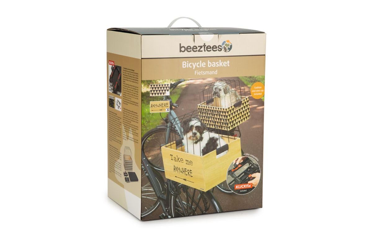 Beeztees K&Bz Cesta De Madera para Bicicleta Journey, 45 X 33 X 45 Cm Negro 400 g