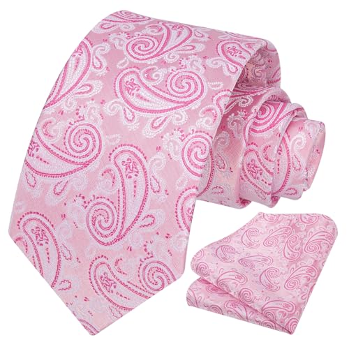 Image of HISDERN Ties for Men Paisley Floral Tie Handkerchief Classic Woven Business Formal Necktie and Pocket Square Set Wedding