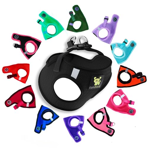 EcoBark Rapid Fastener Super Comfort Fully Adjustable Double Padded Step in Dog Harness (X-Small, Black)