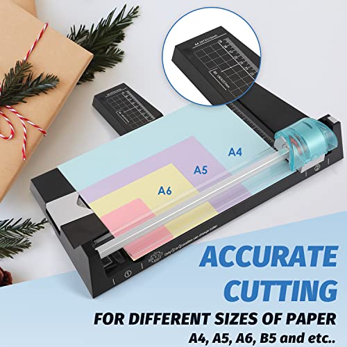 Frifreego 12 Inch Rotary Paper Cutter Heavy Duty, Paper Trimmer With 4 Different Blades For Straight/Wave/Dotted/Creasing Line, Suitable For Cutting Paper Coupons Photos Postcards Scrapbook #TOP2