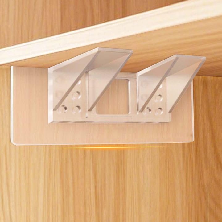 Lunaanda Soporte Estante Autoadhesivo,8 Piezas Escuadras Estanterias,Doble Fila Adhesivo Balda,Sujeta Estanterias Sin Taladro,Talla Única,para Sujetar Armarios O Estanterías