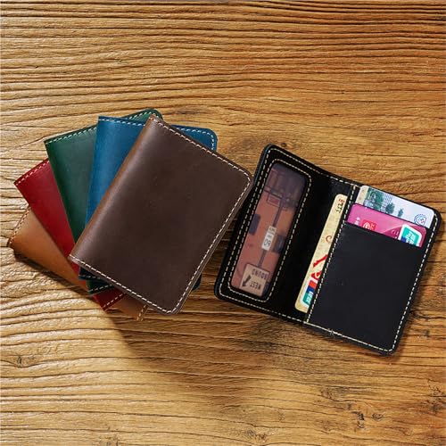Retro Card Holder Card Holder Multi-Function Card Holder Short Ultra-Thin Wallet(Coffee)4