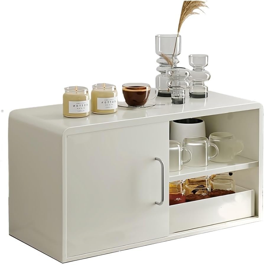 Countertop Storage Cabinet Metal Cup Holder Mug Storage Rack Spice Rack Organizer for Kitchen Dining Room Lightweight(15.7x8.7x11.8in)